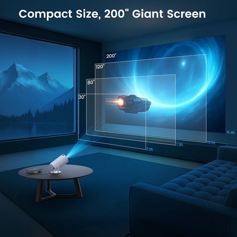 Tecaki [Built-in Apps]Mini Portable Projector with WiFi and Bluetooth,Support Movie Projector 1080P HD,Auto Keystone Correction,180° Rotatable,Compatible with TV Stick, HDMI, USB, Smartphone, Laptop - Image 2